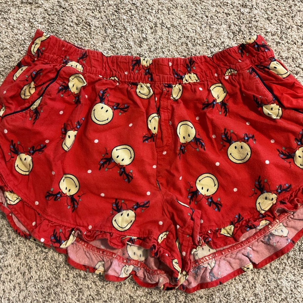 Aerie Red Shorts with Smiley Design